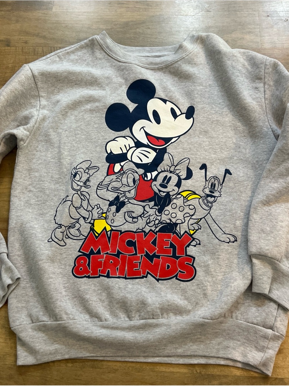 Disney Grey Sweatshirt with Mickey & Friends Red, Yellow & Navy Graphic - Picture 2 of 6